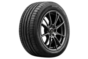 Brand new car tyre mounted on black alloy wheel for mobile fitting in London