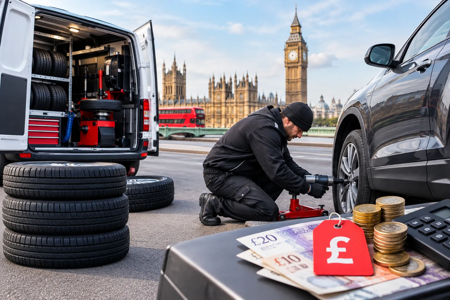 Mobile tyre fitting service in London