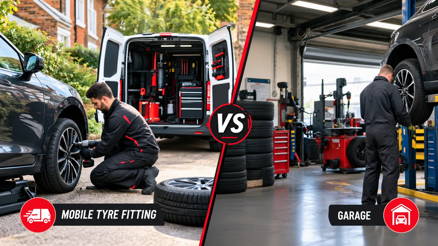 Mobile tyre fitting service compared with garage tyre fitting in London