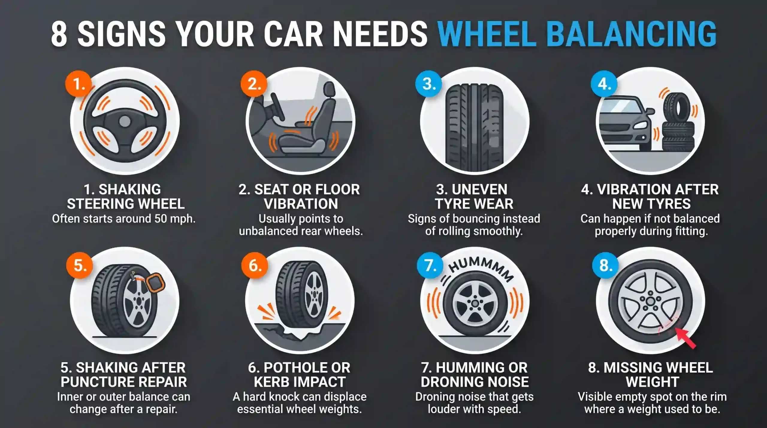 Driver holding a steering wheel that vibrates because of an unbalanced wheel