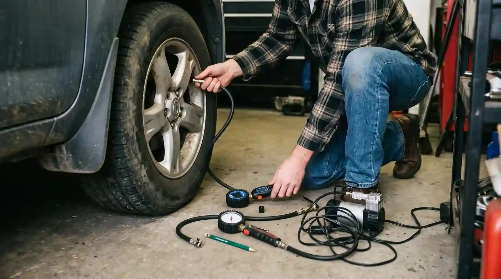 Professional tyre pressure and tyre condition check