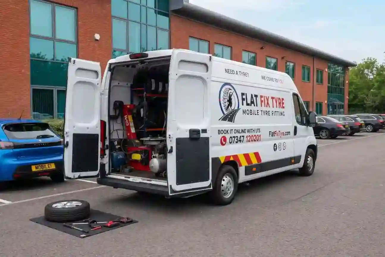 Mobile tyre fitting at work for drivers