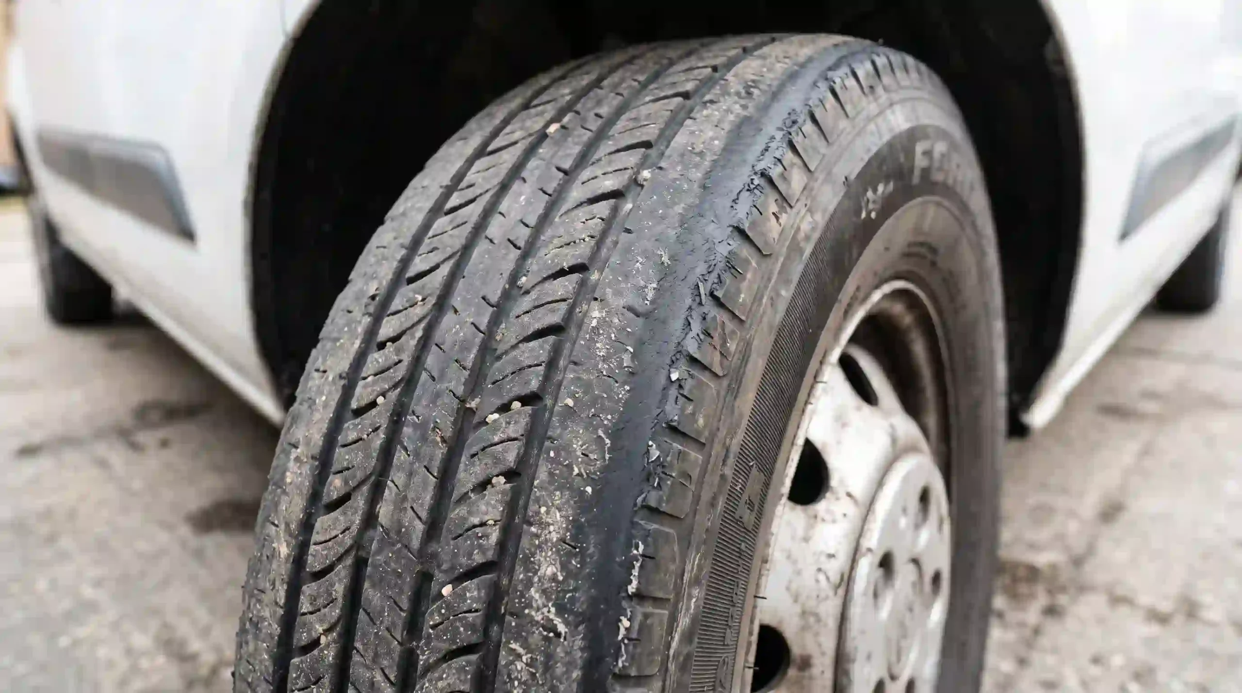 Uneven tread scrub on commercial van tyre